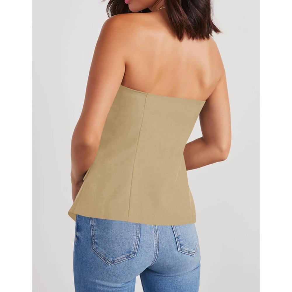 Women’s Notched Neck Button Down Tube Tops Fitted Blazer M (NWOT) - Picture 5 of 6